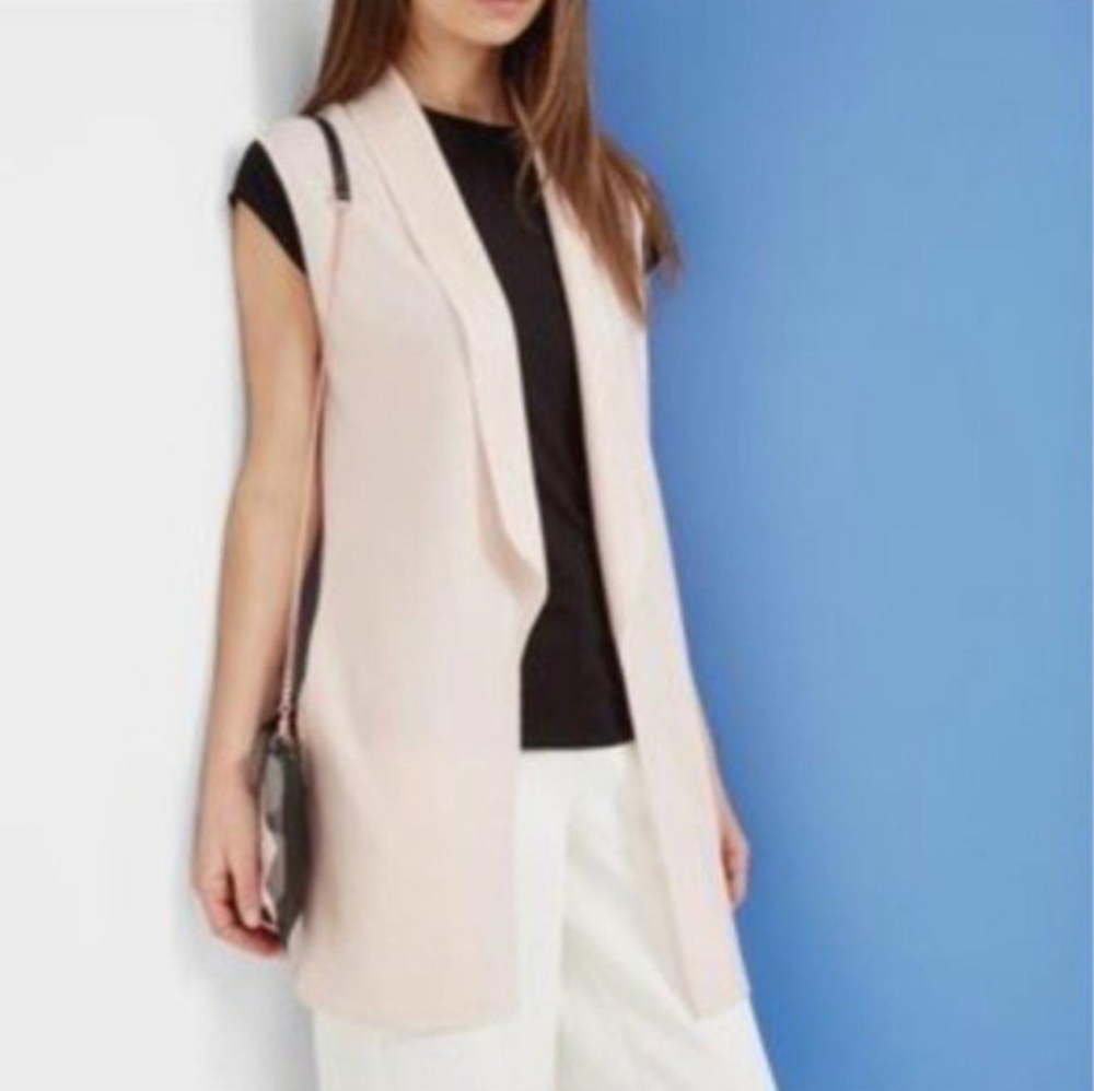 Ted Baker Pale Pink Leelih Sleeveless Knit Blazer Vest